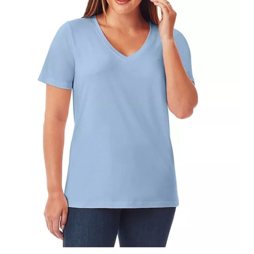 Womens Large T-shirt Short Sleeve V-Neck Blue Members Mark NEW
